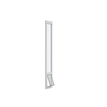 A sliding glass door insert with a pet door.