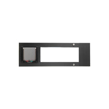 Black pet door with a rectangular frame.