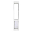 Endura Flap Thermo Panel with Dual pane Glass, white, XXL flap, 77¼-80¼ inch height, tall white patio panel with clear glass and a rectangular flap opening with a translucent ribbed flap.
