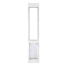 White patio door insert with a pet door.