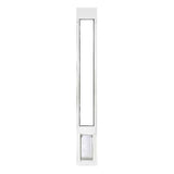 White patio door insert with a clear pet door.