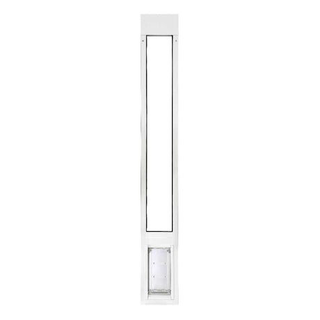 White sliding glass door dog door insert.