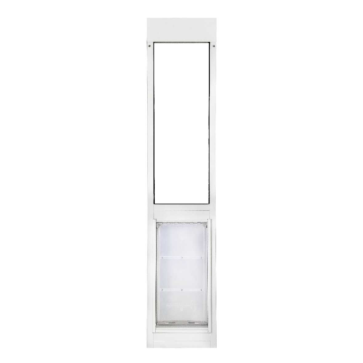 White pet door insert for sliding glass door.
