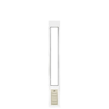 White sliding glass door pet door insert.