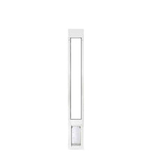 White patio door insert with a pet door.