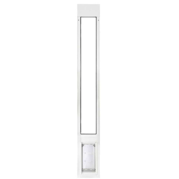White pet door insert for sliding glass door.