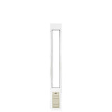 A white, vertically oriented pet door insert is isolated against a white background.