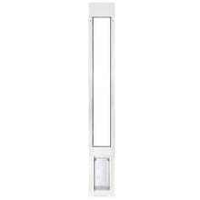 White sliding glass door pet door insert.