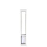 White pet door insert for a sliding glass door.