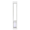 Endura Flap Thermo Panel with Dual pane Glass, white, XXL flap, 93¼-96¼ inch height, tall narrow white patio panel with clear glass and a medium rectangular flap with a translucent flap.