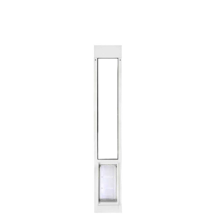 White pet door with a rectangular passage.