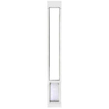 White sliding glass door pet door insert.