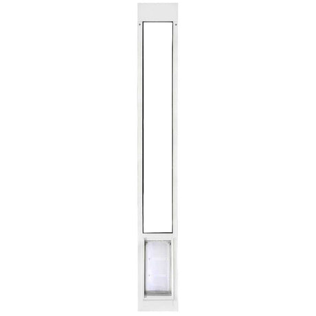 White sliding glass door pet door insert.