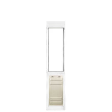 White sliding glass door insert with a dog door.