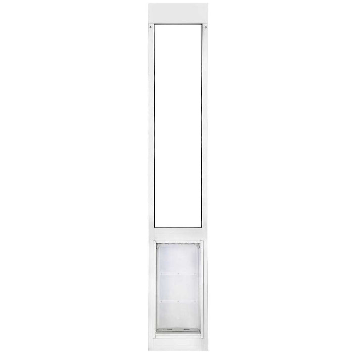White vertical rectangular object with a small cabinet at the bottom and a larger hollow rectangular section at the top.