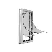 A pet door with two flexible flaps.