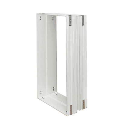 White rectangular metal frame.