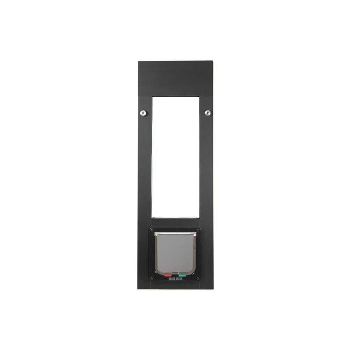 Black framed pet door insert with an empty rectangular space above.