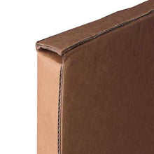 Close-up of a brown corrugated cardboard box.