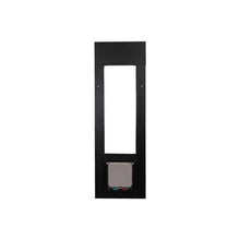 Black sliding glass door pet door insert.
