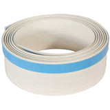 A roll of white PVC edge banding with a blue stripe.