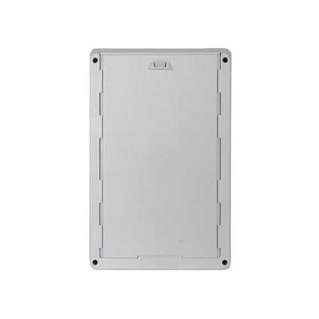 Rectangular gray pet door closure panel.