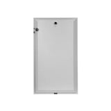 White rectangular door with a lock on the side.