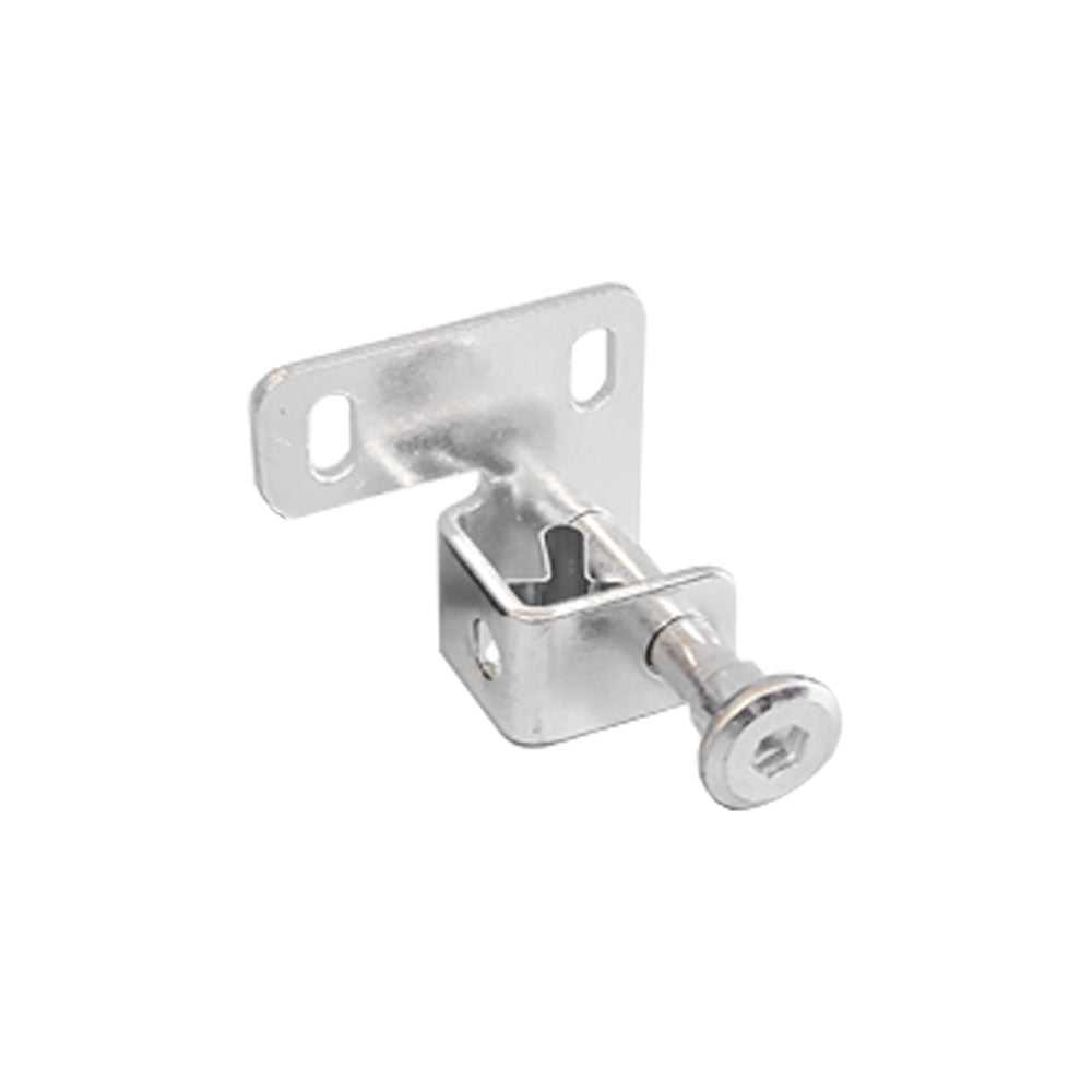 A silver-colored metal bracket with a bolt.