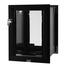 Black-framed Hale pet door, shown open.
