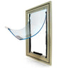 A pet door with a flexible flap in an aluminum frame_Color_Tan