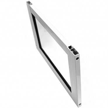 Silver metal frame with a transparent center, possibly glass or plastic.