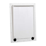 A white, rectangular pet door on a white background_Color_White