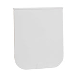 White plastic rectangle with rounded bottom corner and small tab.