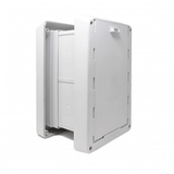 White plastic pet door with adjustable sliding panel.