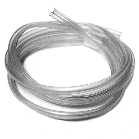 Ideal Ruff Weather Frame Gasket, studio shot of a coiled length of clear flexible vinyl gasket tubing on white, wound in overlapping loops with a hollow tubular cut end visible at the upper right.
