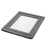 Gray plastic frame with a rectangular opening.
