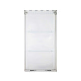 Rectangular transparent pet door with a silver frame.