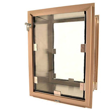 A tan Hale pet door for windows.