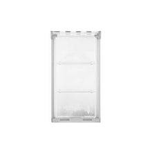 Rectangular pet door with a transparent flap and a gray frame.