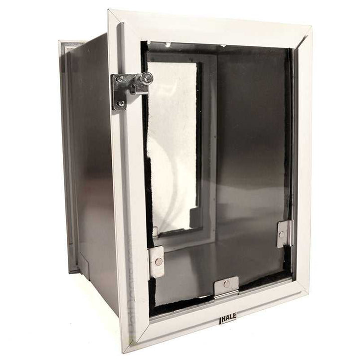 A metal Hale pet door.