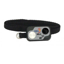 The image shows a black pet collar with a 
