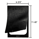 Black mud flap with "PRIDE" embossed on top and dimensions shown as 4 3/4" x 7-1/8".