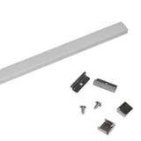 White plastic strip with metal mounting hardware on a white background.
