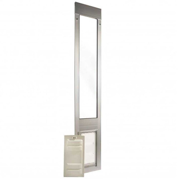 A pet door insert for sliding glass doors.
