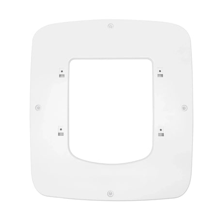 White, square device mount with rounded corners and a rectangular opening.