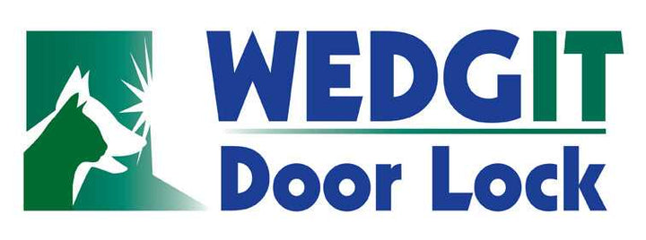 Logo for WEDGIT Door Lock, featuring a green square with silhouetted animals and the text "WEDGIT Door Lock" in blue and green.